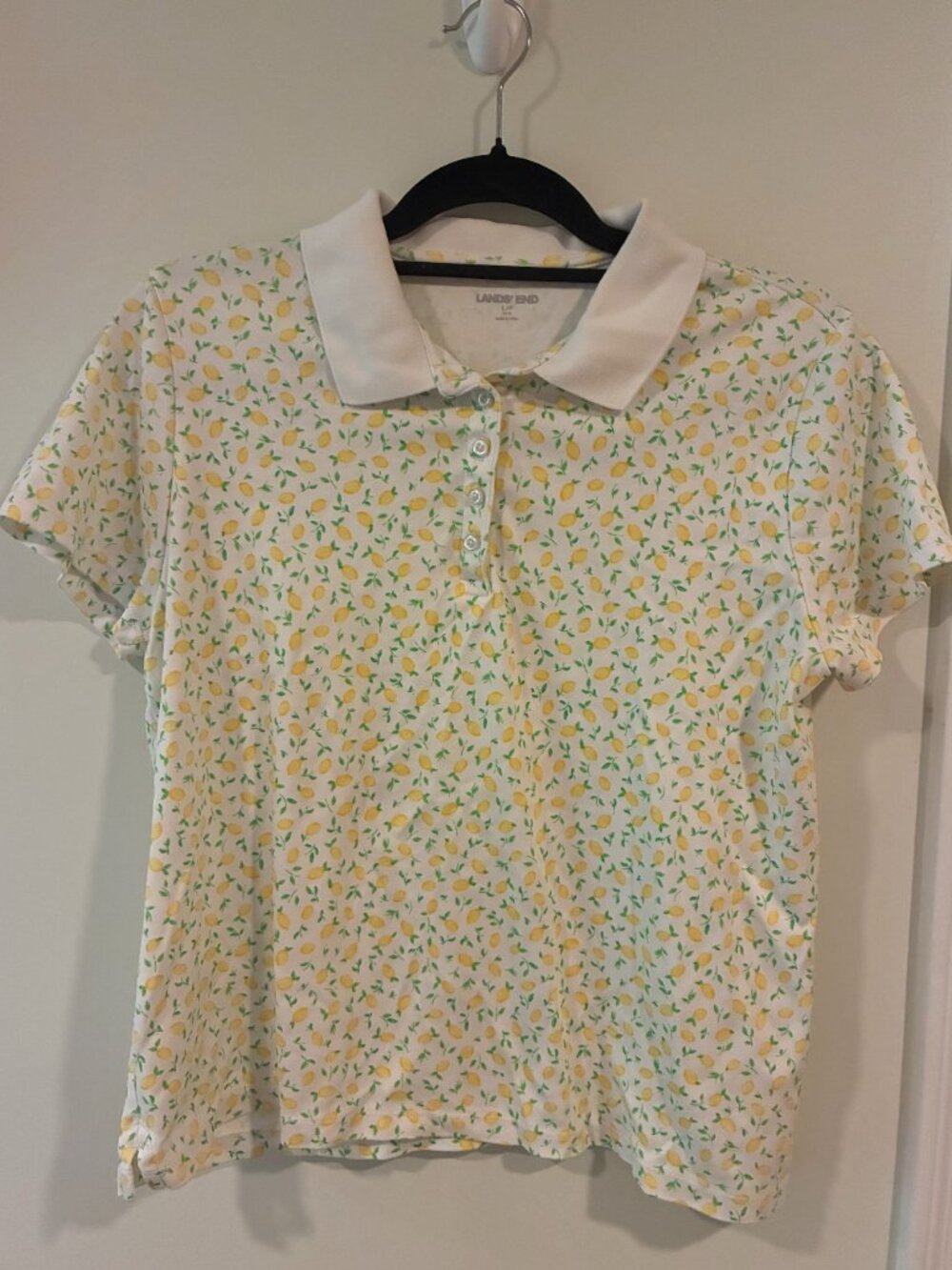Lands' End Lemon Print Polo Shirt